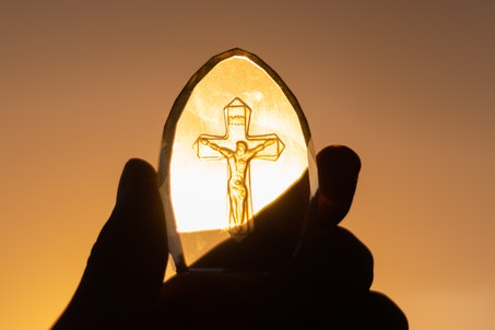 Etched Glass of Jesus on the Cross