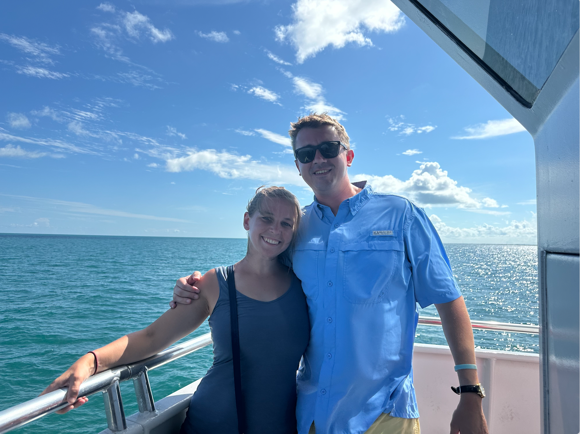 Thaddeus Thompson on a boat with Brooke Thompson
