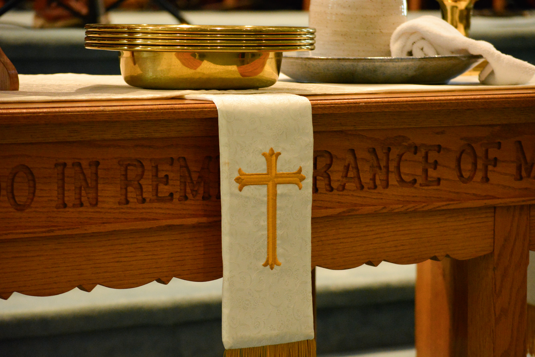 offering plates on alter